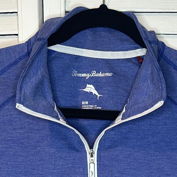 Tommy Bahama Blue Long Sleeve 1/4 Zip Sz M - Picture 5 of 7